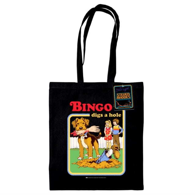 Book cover of: Steven Rhodes (Bingo Digs A Hole) Black Tote Bag