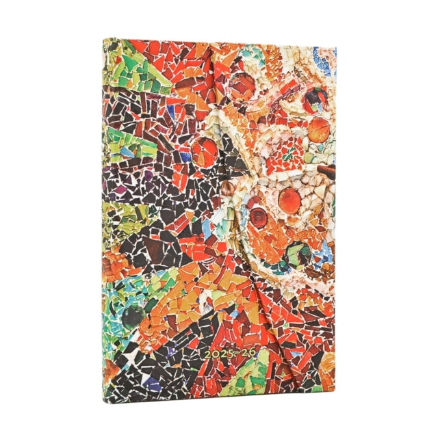 Book cover of: 2026 Gaudi's Sun (Gaudi’s Mosaics) Mini 18-month Horizontal Hardcover Flexi Dayplanner 2025-2026 (Wrap Closure). By: Paperblanks