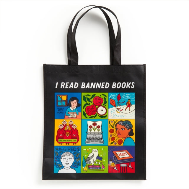 Book cover of: I Read Banned Books Reusable Shopping Bag. By: Mudpuppy