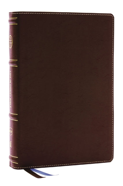 Book cover of: Life in Christ Bible: Discovering, Believing, and Rejoicing in Who God Says You Are (NKJV, Brown Bonded Leather, Thumb Indexed, Red Letter, Comfort Print). By: Zondervan