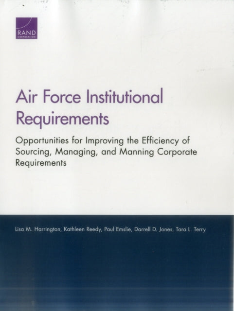 Book cover of: Air Force Institutional Requirements. By: Lisa M. Harrington