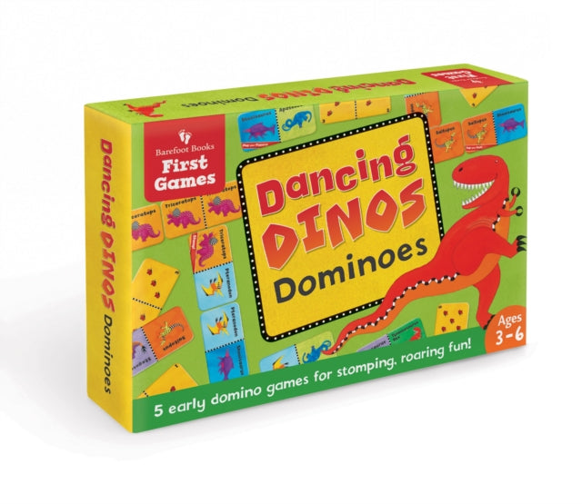 Book cover of: Dancing Dinos Dominoes. By: Barefoot Books