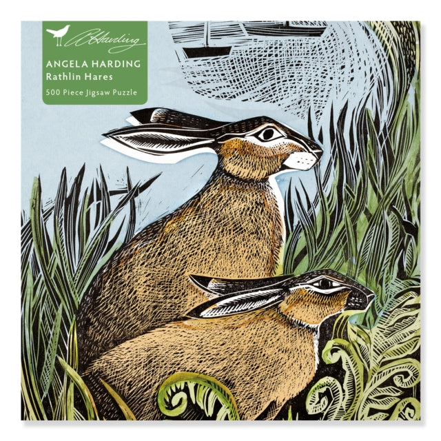 Book cover of: Adult Jigsaw Puzzle Angela Harding: Rathlin Hares (500 pieces). By: Flame Tree Studio