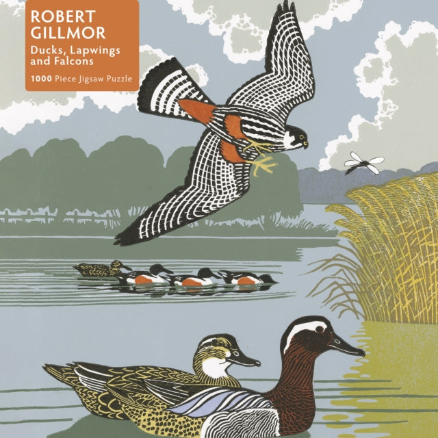 Book cover of: Adult Jigsaw Puzzle Robert Gillmor: Ducks, Falcons and Lapwings. By: Tree Flame