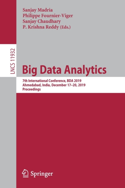 Book cover of: Big Data Analytics. By: Sanjay Madria