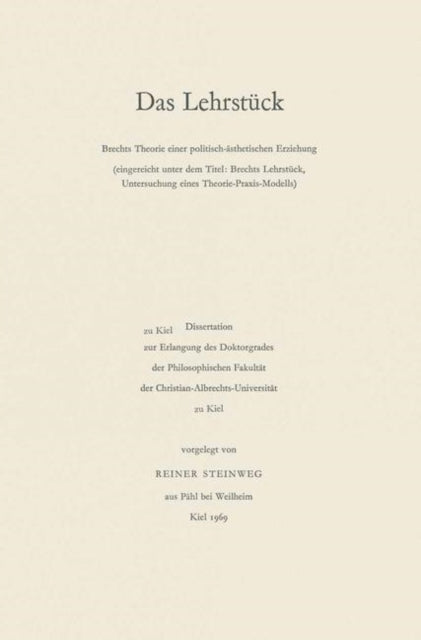 Book cover of: Das Lehrstuck. By: Reiner Steinweg