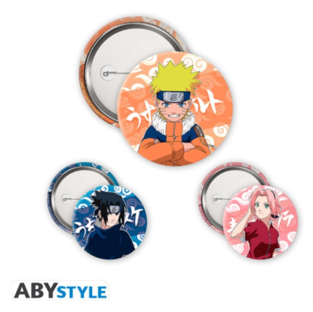 Book cover of: Naruto Sasuke & Sakura 3 Badge Pack