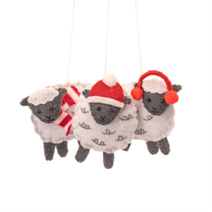 Flat Felt Sheep - Set of 3