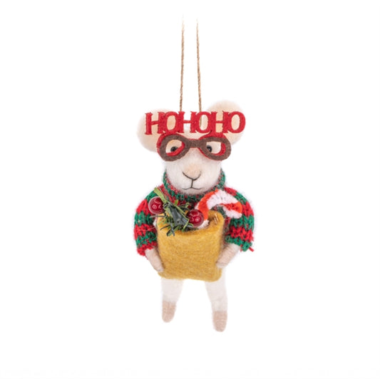 Tree Decorating Mouse Felt Decoration