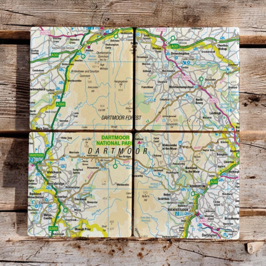 Book cover of: OS Map Ceramic Four Coaster Set - Dartmoor National Park