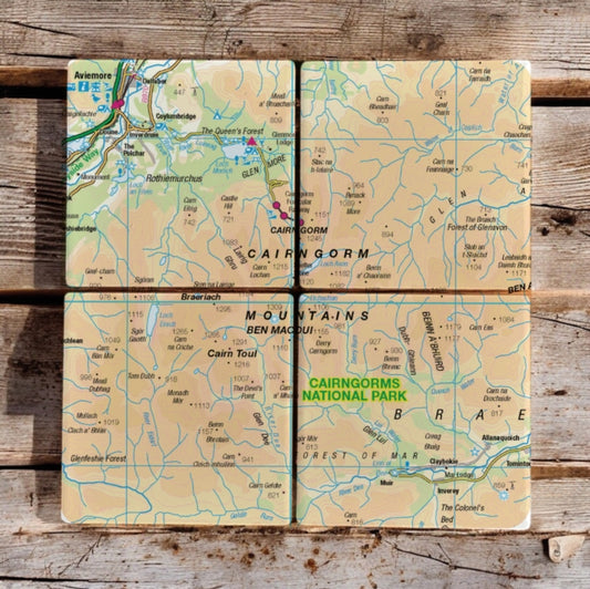 Book cover of: OS Map Ceramic Four Coaster Set - Cairngorms National Park
