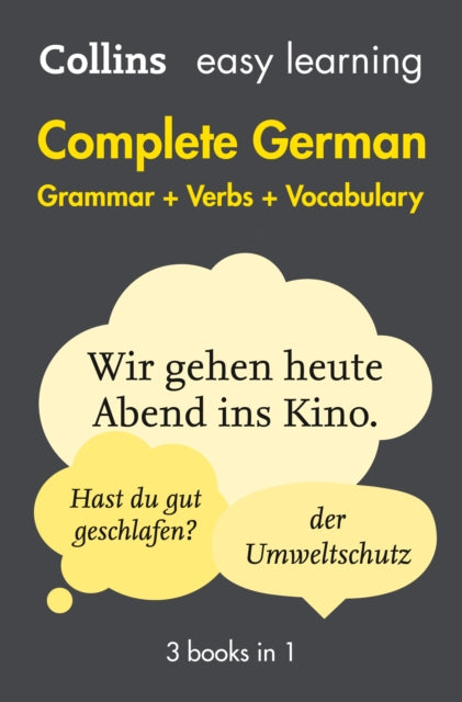 Book cover of: Easy Learning German Complete Grammar, Verbs and Vocabulary (3 books in 1). By: Collins Dictionaries