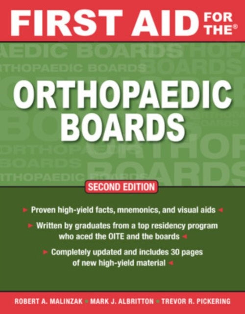 Book cover of: First Aid for the Orthopaedic Boards, Second Edition. By: Robert A. Malinzak