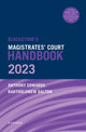 Book cover of: Blackstone's Magistrates' Court Handbook 2023. By: Bartholomew Dalton