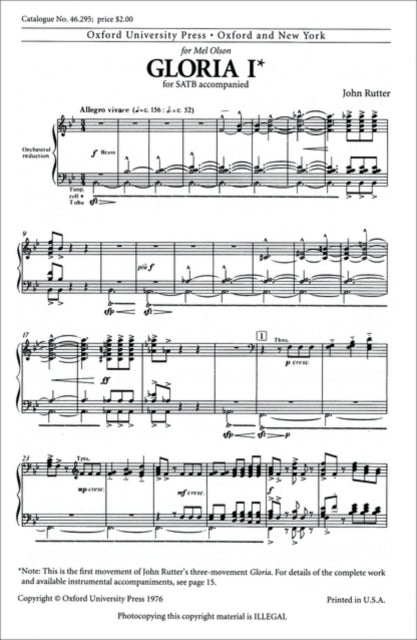 Book cover of: Gloria '1'. By: John Rutter