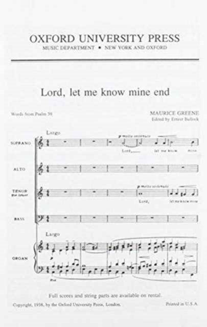 Book cover of: Lord, let me know mine end