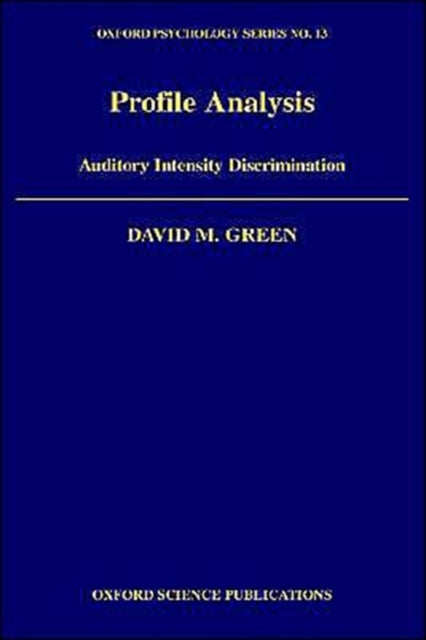 Book cover of: Profile Analysis. By: David M. Green