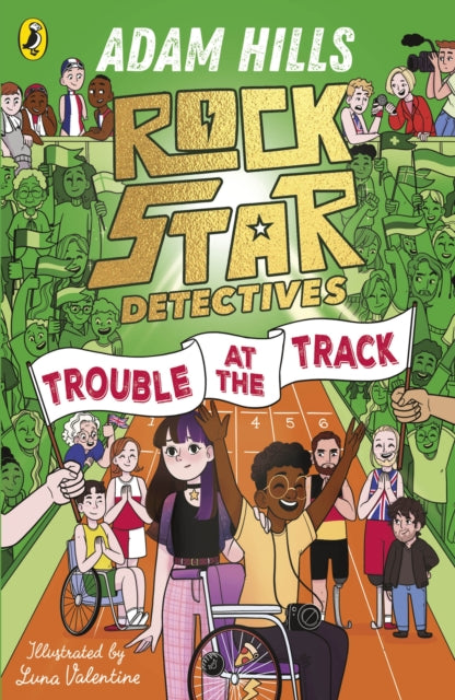 Book cover of: Rockstar Detectives: Trouble at the Track. By: Adam Hills