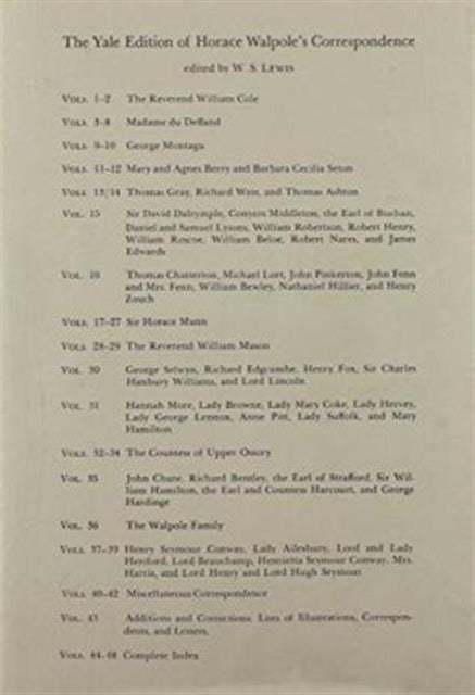 Book cover of: Yale Editions of Horace Walpole's Correspondence, Volume 30. By: Horace Walpole