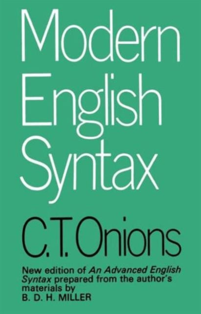 Book cover of: Modern English Syntax. By: C.T. Onions