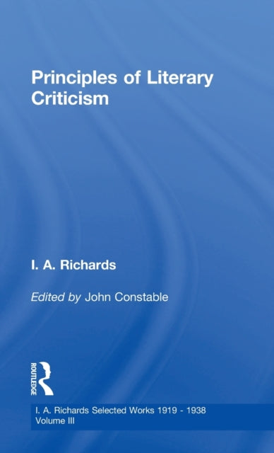 Book cover of: Principles of Literary Criticism V3