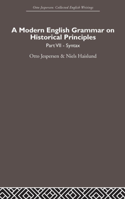 Book cover of: Modern English Grammar on Historical Principles. By: Otto Jespersen