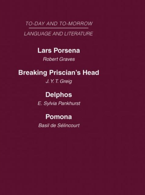 Today and Tomorrow Volume 20 Language and Literature