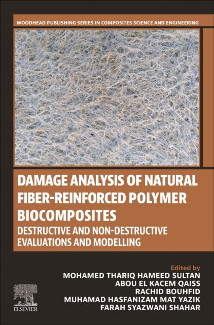 Book cover of: Damage Analysis of Natural Fiber-reinforced Polymer Biocomposites. By: Mohamed Thariq Hameed Sultan