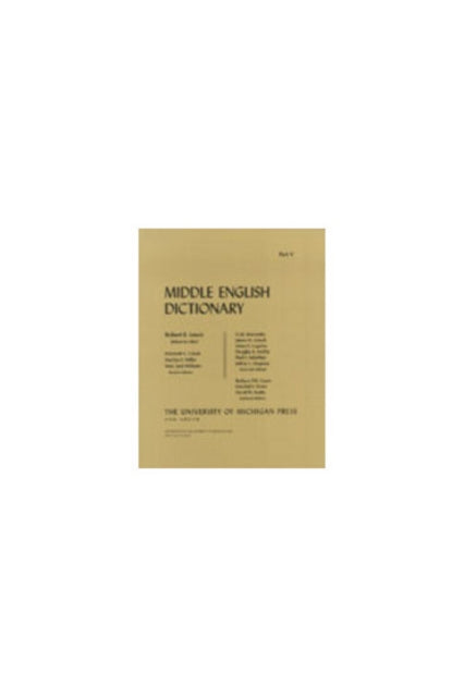 Book cover of: Middle English Dictionary. By: Robert E. Lewis