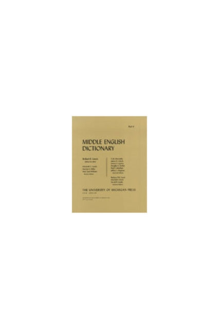 Book cover of: Middle English Dictionary. By: Robert E. Lewis