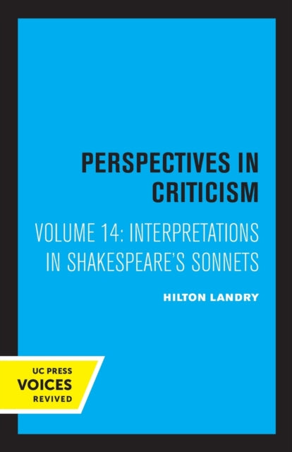 Book cover of: Interpretations in Shakespeare's Sonnets. By: Hilton Landry