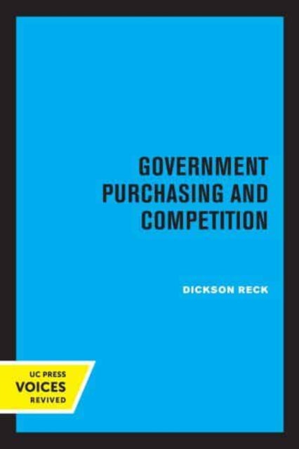 Book cover of: Government Purchasing and Competition. By: Dickson Reck