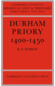 Book cover of: Durham Priory 1400–1450. By: R. B. Dobson
