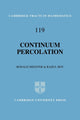 Book cover of: Continuum Percolation. By: Ronald Meester