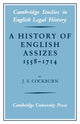 Book cover of: History of English Assizes 1558–1714. By: J. S. Cockburn