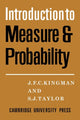 Book cover of: Introdction to Measure and Probability. By: J. F. C. Kingman