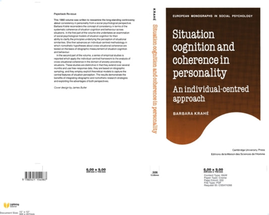 Book cover of: Situation Cognition and Coherence in Personality. By: Barbara Krahé