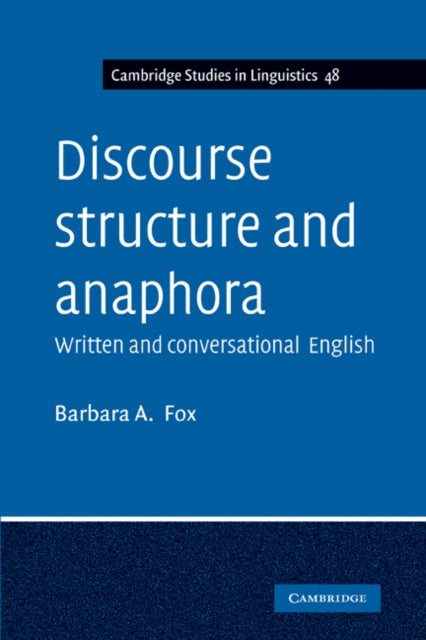 Book cover of: Discourse Structure and Anaphora. By: Barbara A. Fox