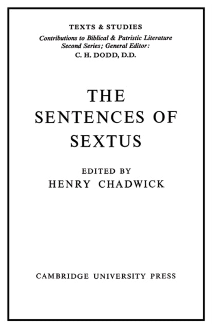 Book cover of: Sentences of Sextus. By: Henry Chadwick