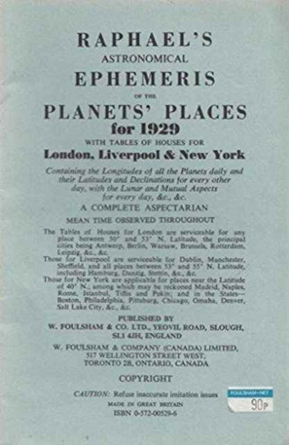 Book cover of: Raphael's Astronomical Ephemeris. By: Edwin Raphael