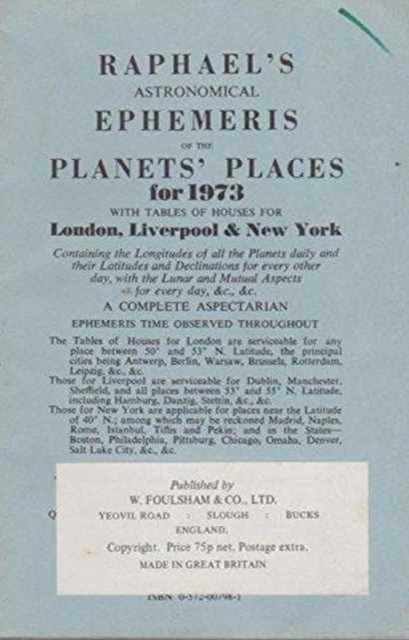 Book cover of: Raphael's Astronomical Ephemeris of the Planets' Places