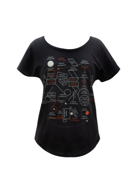 Book cover of: Haruki Murakami Novels Map Women's Relaxed Fit T-shirt Large