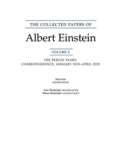 Book cover of: Collected Papers of Albert Einstein, Volume 9. (English). By: Albert Einstein