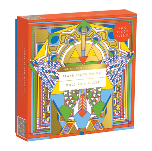 Book cover of: Frank Lloyd Wright Imperial Hotel Peacock Rug 500 Piece Foil Puzzle. By: Galison