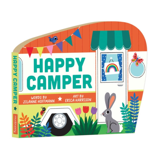 Book cover of: Happy Camper Shaped Board Book. By: Mudpuppy