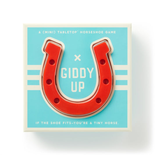 Book cover of: Giddy Up Tabletop Horseshoes Game