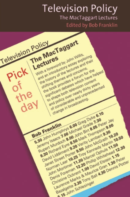 Book cover of: Television Policy. By: Bob Franklin