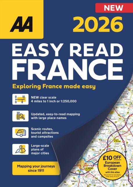 Book cover of: AA Easy Read Atlas France 2026. By: AA PUBLISHING