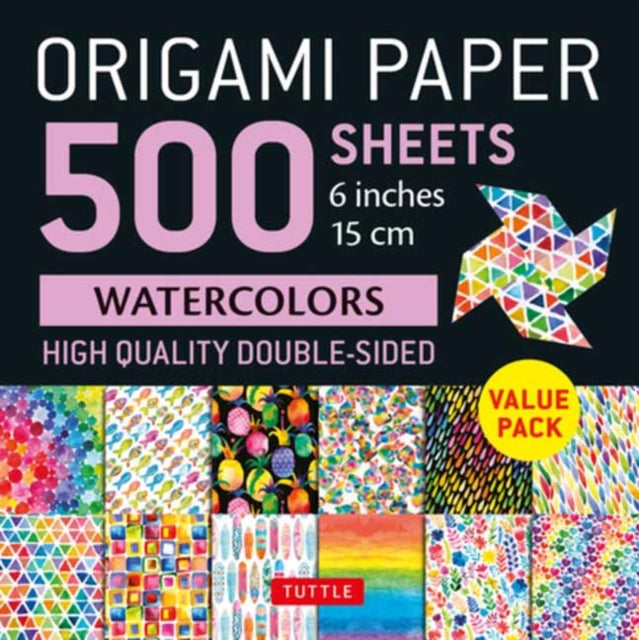 Book cover of: Origami Paper 500 sheets Rainbow Watercolors 6" (15 cm). By: Tuttle Publishing