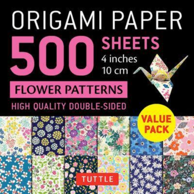 Book cover of: Origami Paper 500 sheets Flower Patterns 4" (10 cm). By: Tuttle Tuttle Studio